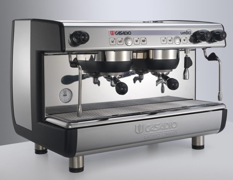 LaCimbali Casadio Undici A2 two group semi automatic coffee machine in black color