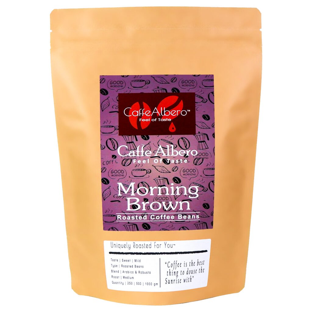 front caffe albero morning brown roasted coffee beans 500gm