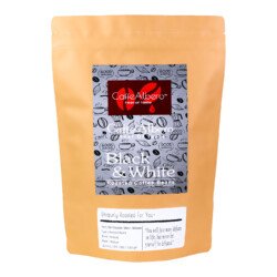 500gm 1kg packet of caffe albero black & white roasted coffee beans front